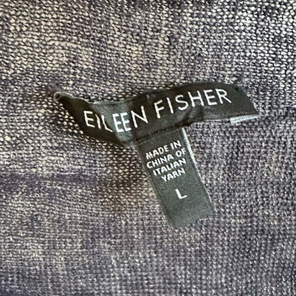 EILEEN FISHER Blue Linen Cropped Cardigan L - Picture 3 of 8